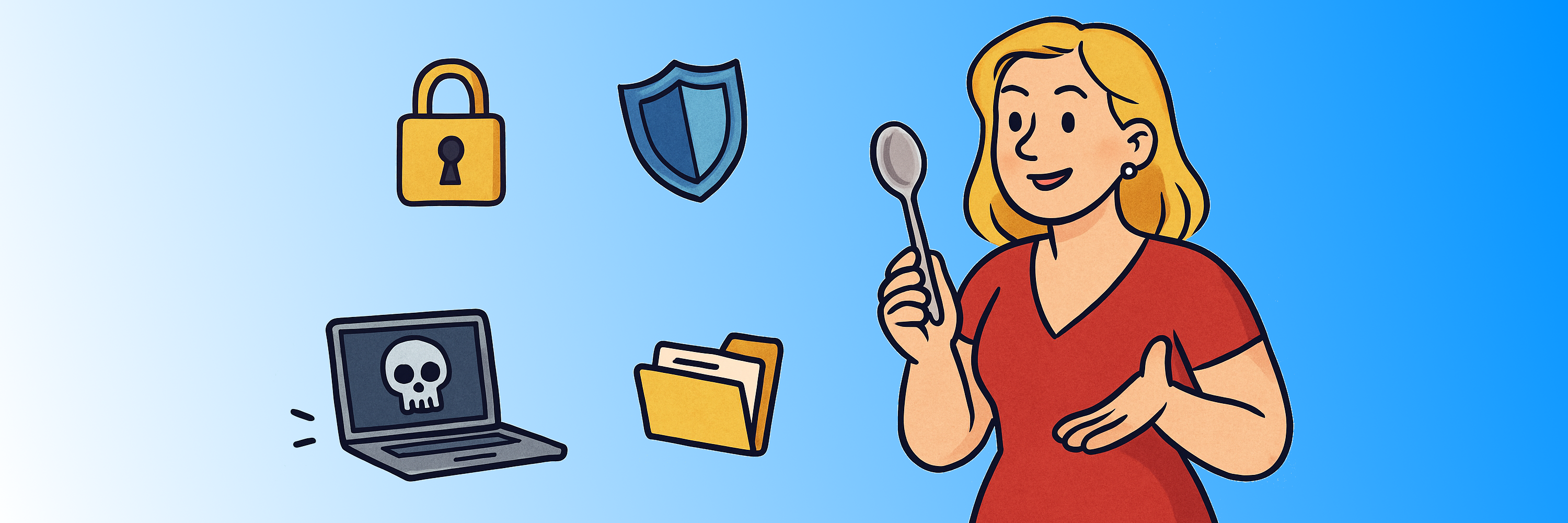 A symbolic representation of Carolin Desirée Töpfer teaching one spoon full of Cybersecurity.